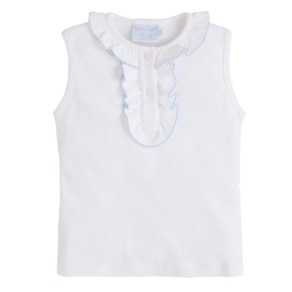 NWT Little English Ruffled Henley Tank with Blue Trim - Size 3T